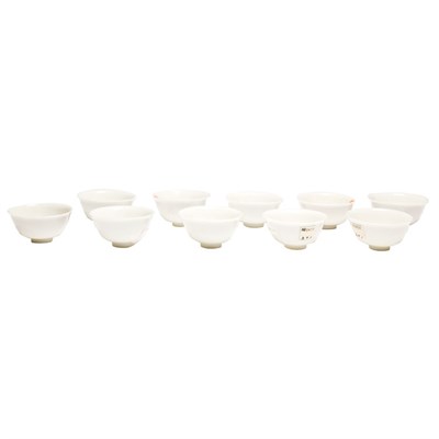 Lot 195 - Set of Ten Chinese White Glazed Wine Cups 19th...