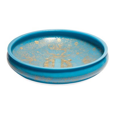 Lot 201 - Chinese Gilt Turquoise Glass Bowl 19th Century...