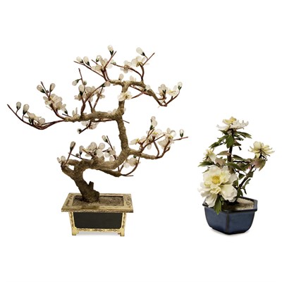 Lot 61 - Two Chinese Hardstone Miniature Trees 20th...