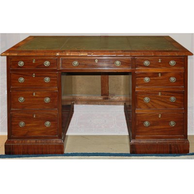 Lot 520 - Victorian Rosewood and Mahogany Pedestal Desk...