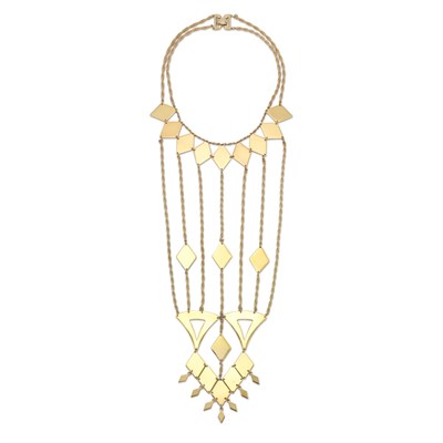 Lot 201 - Monet Runway Bib Necklace Circa 1970 Gold-tone...