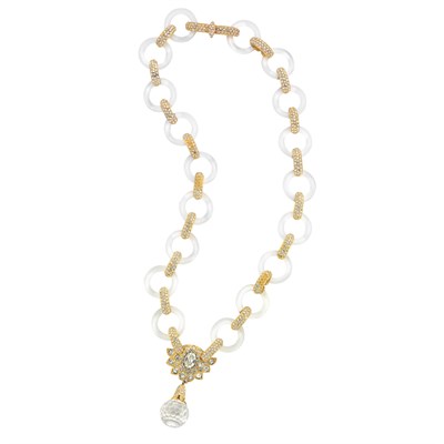 Lot 199 - Kenneth Lane Crystal Plastic Link Necklace...