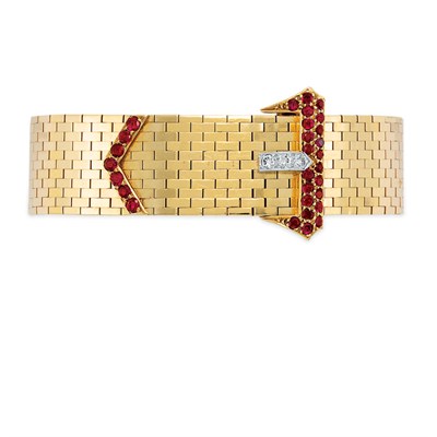 Lot 91 - Gold, Ruby and Diamond Slide Bracelet