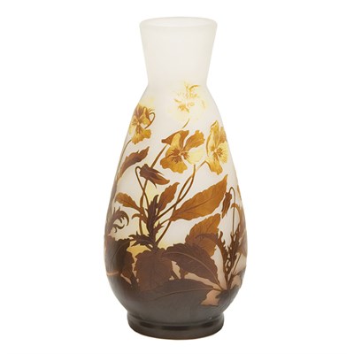 Lot 383 - Galle Acid Etched Cameo Glass Vase Of...