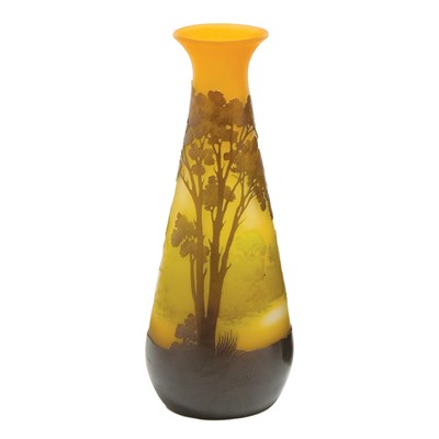Lot 382 - Galle Acid Etched Triple Cameo Glass Vase...