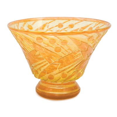 Lot 363 - Daum Acid Etched Cameo Glass Bowl Of flared...