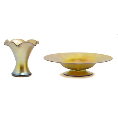 Lot 294 - Two Steuben Gold Aurene Glass Articles...