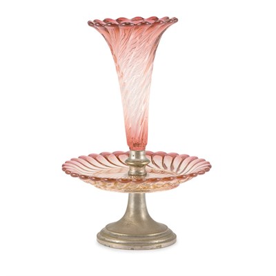 Lot 324 - Baccarat Spiral Molded Ruby Flashed Glass and...