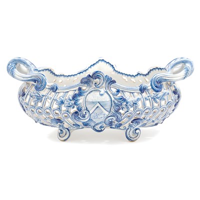 Lot 378 - Galle Blue and White Glazed Reticulated...