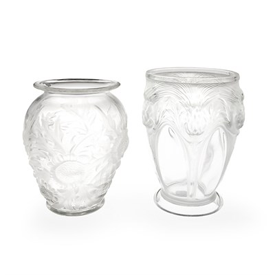 Lot 308 - Two Verlys Mold Blown Glass Vases Each of...