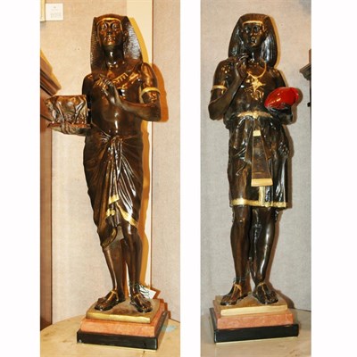 Lot 501 - Pair of Gilt-Bronze Egyptian Figures Height 29...