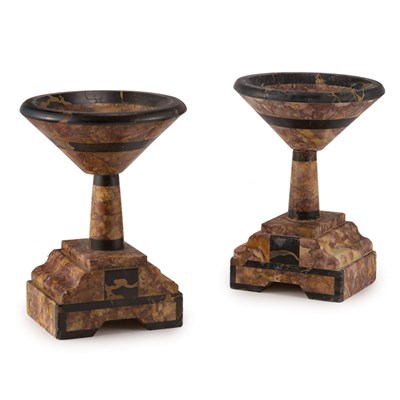 Lot 92 - Pair of Art Deco Marble Mantel Urns Circa 1930...