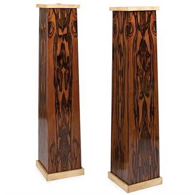 Lot 130 - Pair of Pedestals Parchment and calamander...