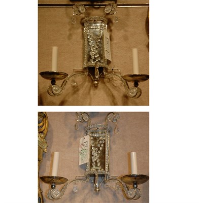 Lot 445 - Pair of Beaded Mirror Back Two-Light Sconces...