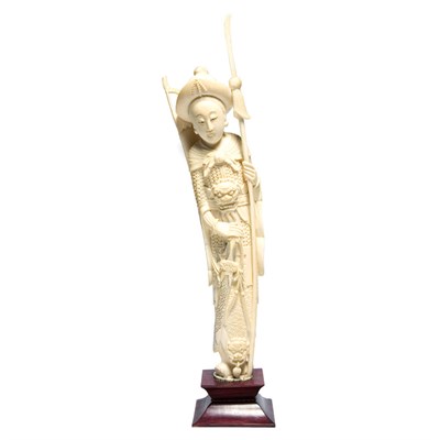 Lot 111 - Chinese Ivory Carving of a Female Warrior...
