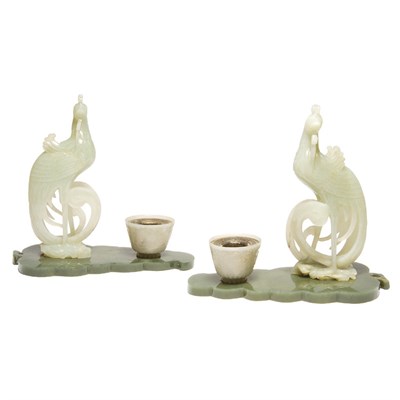 Lot 56 - Pair of Chinese Celadon Jade Figures of...