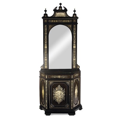 Lot 174 - Italian Baroque Style Ivory Inlaid Ebonized...