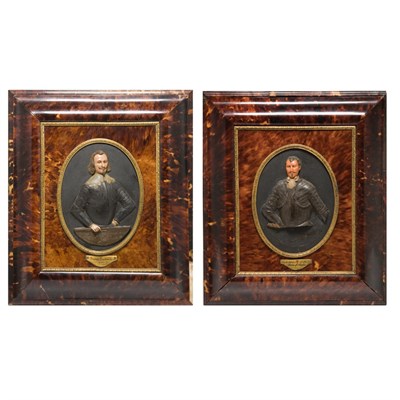 Lot 161 - Pair of Italian Wax Portrait Reliefs 17th...