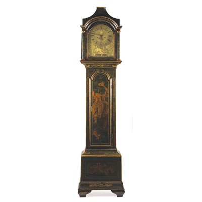 Lot 482 - George III Green Japanned Tall Case Clock...