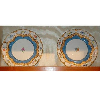 Lot 537 - Pair of Meissen Gilt Decorated Porcelain Side...