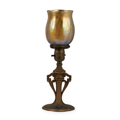 Lot 280 - Tiffany Favrile Glass Shade Signed L.C.T.;...