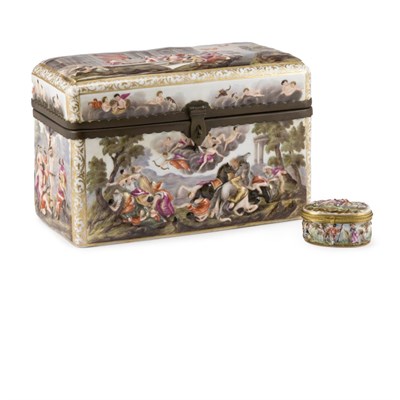 Lot 100 - Capodimonte Style Porcelain Box; Together with...