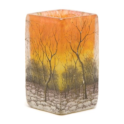 Lot 364 - Daum Acid Etched and Enameled Glass Winter...