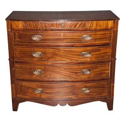 Lot 304 - George III Style Inlaid Mahogany Bow Front...