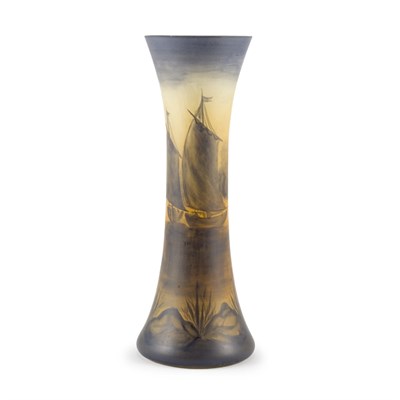 Lot 374 - Art Glass Vase With enameled sailboat...