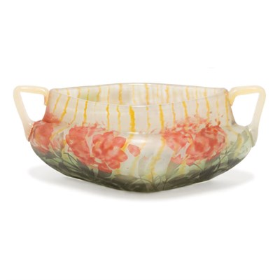 Lot 366 - Daum Acid Etched Cameo Glass Two-Handled Bowl...