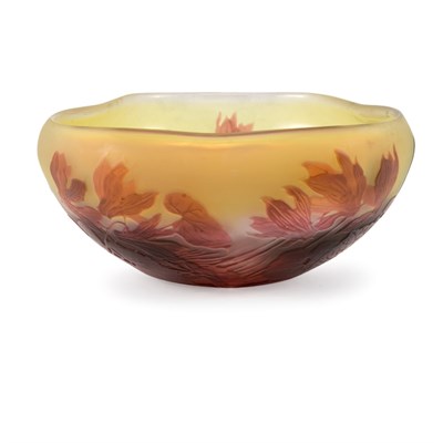Lot 380 - Galle Acid Etched Cameo Glass Bowl In yellow...