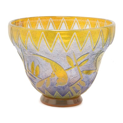 Lot 368 - Daum Acid Etched Cameo Glass Bowl In purple...