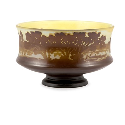 Lot 379 - Galle Acid Etched Cameo Glass Bowl In yellow...
