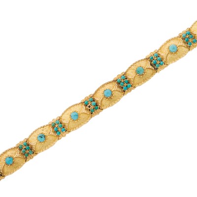 Lot 435 - Gold and Turquoise Bracelet