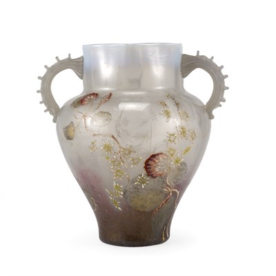 Lot 385 - Galle Etched and Enameled Opalescent...