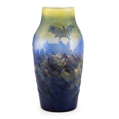 Lot 386 - Galle Acid Etched and Cameo Cut Glass Vase Of...