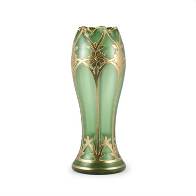 Lot 318 - Bohemian Glass Vase Of waisted cylindrical...