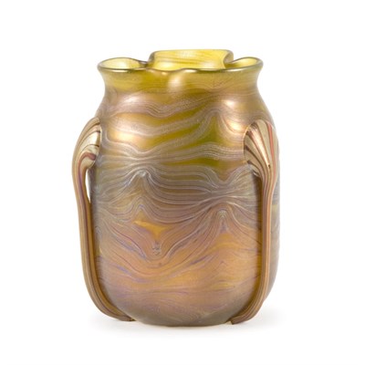Lot 303 - Loetz Iridescent Glass Vase Of cylindrical...