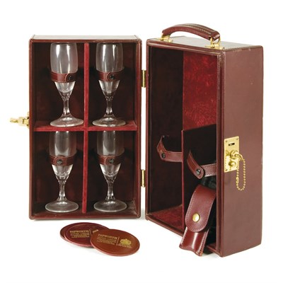 Lot 355 - Portable Leather Champagne/Wine Bar 1980s...