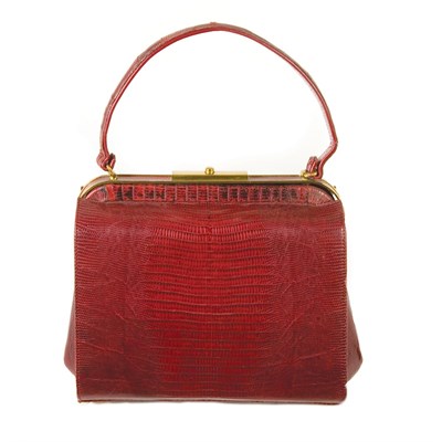 Lot 230 - Burgundy Lizard Handbag 1960s Stamped:...