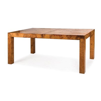 Lot 142 - Milo Baughman Dining Table, 1970s Burl veneer...