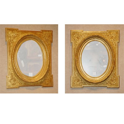 Lot 92 - Pair of Victorian Gilt Decorated Mirrors Late...