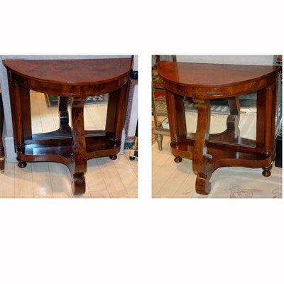 Lot 198 - Pair of Regency Style Mirror Back Mahogany...