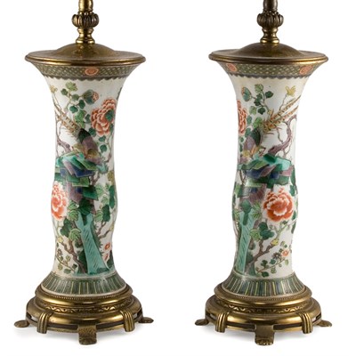 Lot 314 - Pair of Chinese Export Famille Verte Vases...