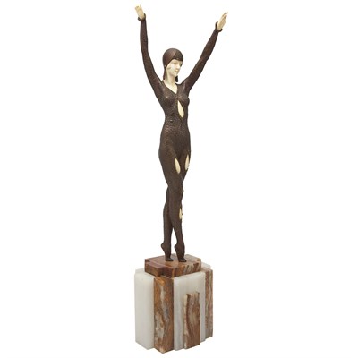 Lot 373 - Art Deco Style Bronze and Ivory Figure of a...
