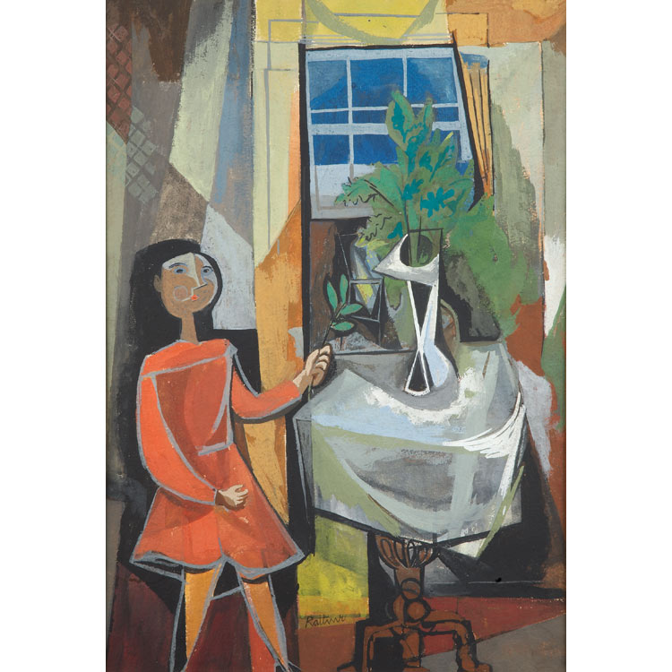 Lot 28 - Abraham Rattner American, 1893-1978 Woman at a...