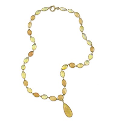 Lot 486 - Gold and Girasol and Fire Opal Necklace, Tiffany & Co.