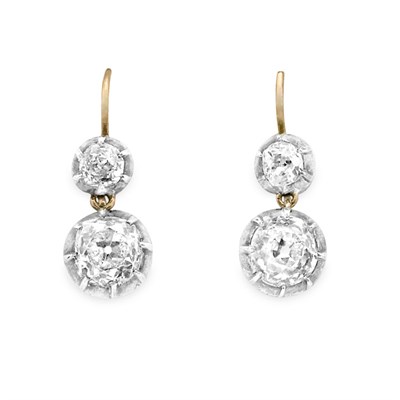 Lot 179 - Pair of Antique Diamond Pendant-Earrings