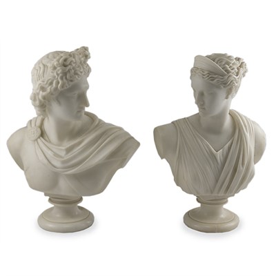 Lot 116 - Pair of Neoclassical Style Carved White Marble...