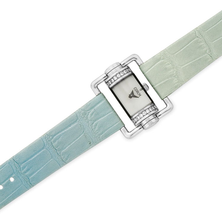Lot 212 - Stainless Steel, Mother-of-Pearl and Diamond Driver's Wristwatch, Corum